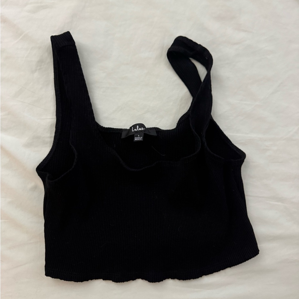 Lulu's Elegant Black Crop Top